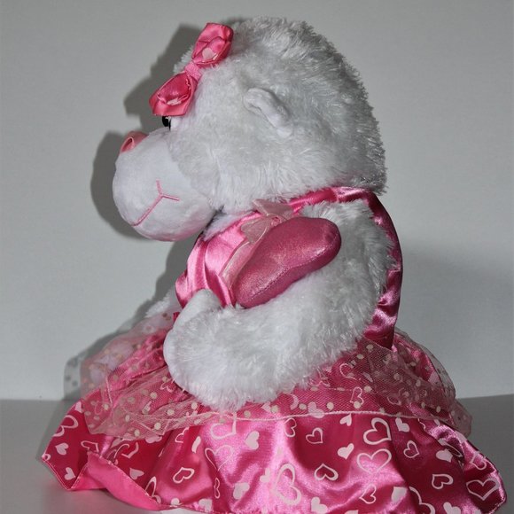 Large Gorilla Plush in Pink Dress and Bows - Picture 8 of 16